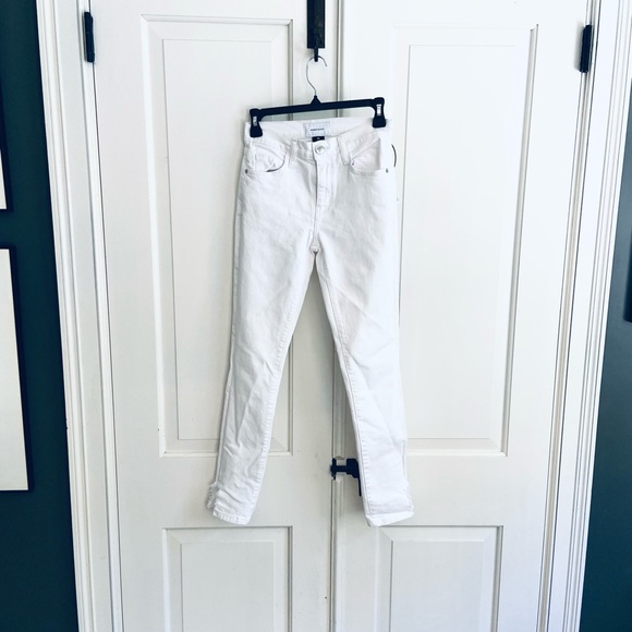 Current/Elliott “The High Waist Stiletto White Side Slit” Jeans in Color Sugar - Picture 1 of 6